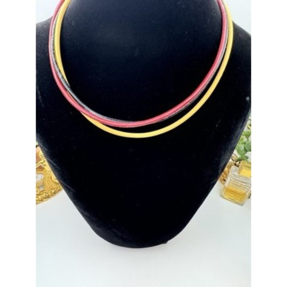 Indian Leather Cord Necklace Choker 3 Strand 3 Colors Magnetic Closure